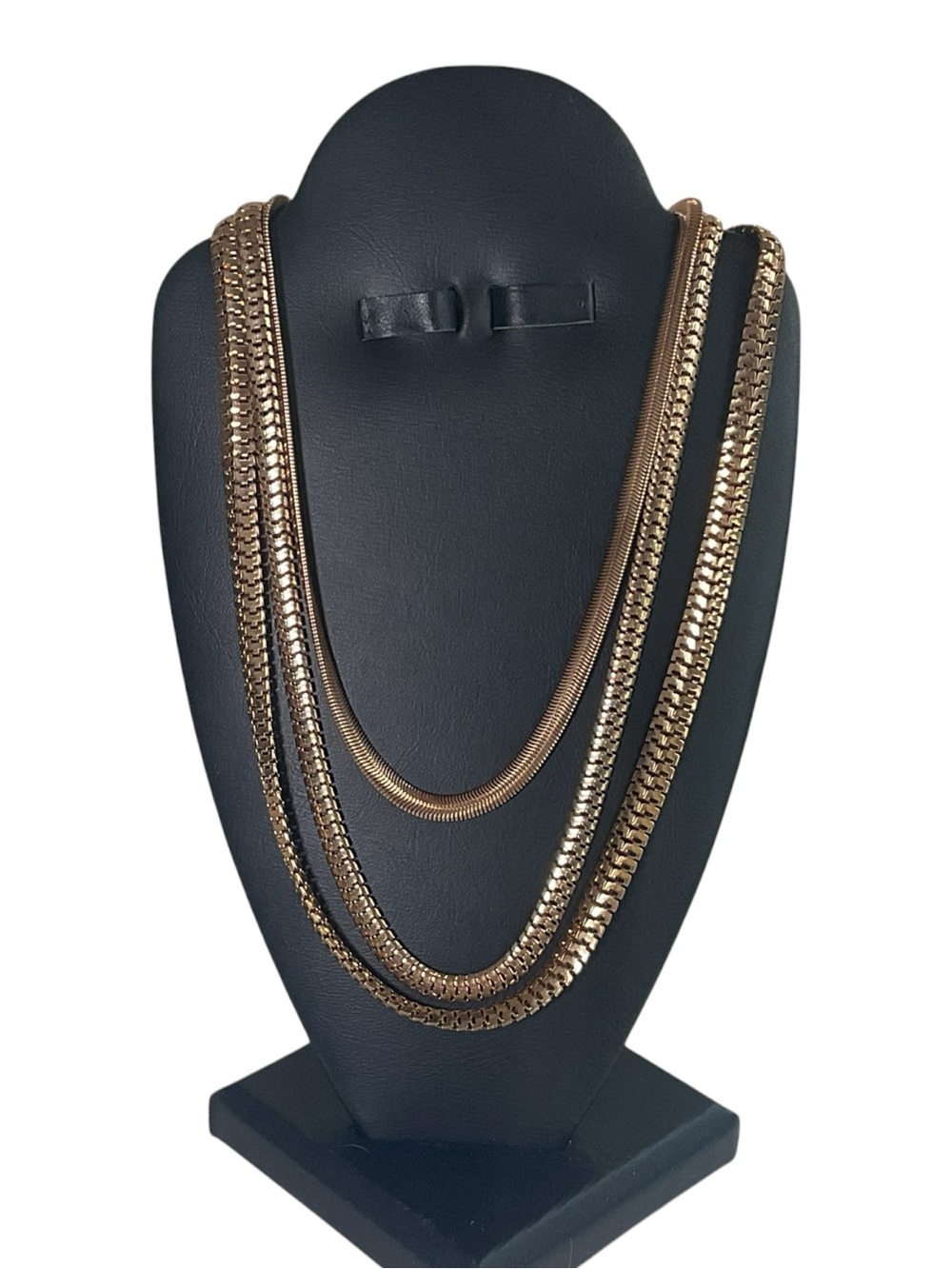 Luxurious Adjustable Herringbone and Box Chain Gold-Tone Necklace, 38”–50”